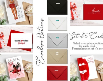 Red and White Set of Notecards, Walk by Faith Gifts, Happy Birthday Greeting Card set, Fearless Woman, Sisters