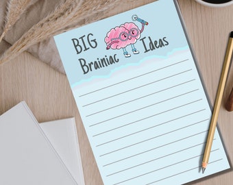 Big Ideas Notepad, Brainiac Ideas,  Notepad Gift, funny gift for partner, Bedside Gift, Cute Stationery