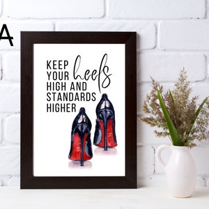 Afdrukbare Louboutin hakken poster | Hoge hakkenposter | Stilletto zwarte hakken poster | Digitale downloadposter