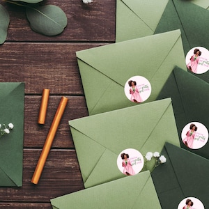 Pretty Pink and Green Envelope Seals | Feminine Stationery Stickers for Invitations, Thank You Cards, and Packages | Carta Bella Collection