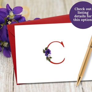 Red with African Violet Monogram Sorority notecards Red Monogram Gifts Personalized Notecards Say Hello DST image 2