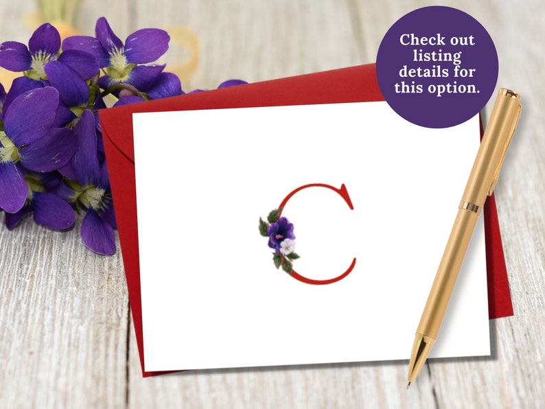 Red with African Violet Monogram Sorority notecards Red Monogram Gifts Personalized Notecards Say Hello DST image 2