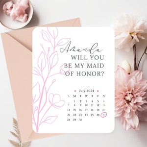 Will you be my Bridesmaid, Bridesmaid Proposal, Calendar Card, Bridesmaid Box, Bridesmaid Gifts