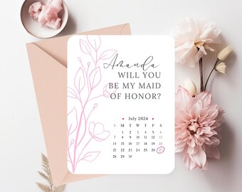 Will you be my Bridesmaid, Bridesmaid Proposal, Calendar Card, Bridesmaid Box, Bridesmaid Gifts