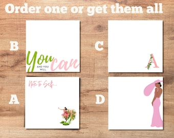 Post-It Notes, Pretty in Pink Stationery, Monogram Stationery, Note to Self, You can and you will