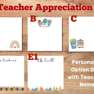 Teacher appreciation week 2023, Teacher Post-it Notes, Teacher Gifts, Principal appreciation, Personalized gifts.  Teacher appreciation