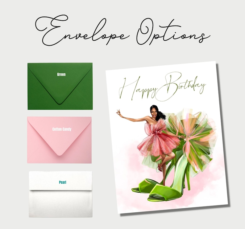 Soror Greeting Cards Pink and Green Cards Happy Birthday Sis Congratulations Shoe Cards image 5