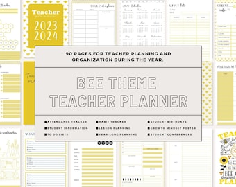 Bee Theme Teacher Planner 2023-2024 | Digital Download | Inspired by 'The Beekeeper Leadership Book