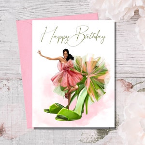 Soror Greeting Cards | Pink and Green Cards | Happy Birthday Sis | Congratulations | Shoe Cards