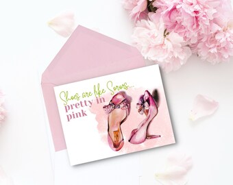 Sorority Inspired Cards | Pink and Green Notecards | Shoe Lover Gifts  | Welcome Soror |  | Greek Greeting Cards | Shoe Quotes