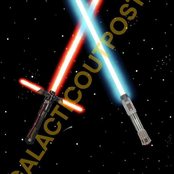 Kylo Ren Vs. Ben Solo lightsaber digital print PNG file