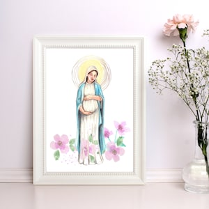 DIGITALE prints, Mary Magnificat Art, Marian Art, afdrukbare muurkunst, afdrukbare wenskaart, gebedskaart