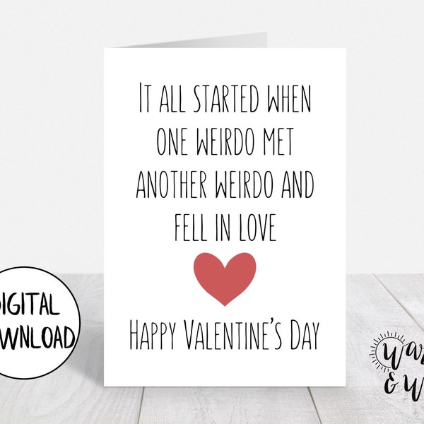 Printable Valentines Day Card Funny, Digital Valentines Day Card for Wife, for Husband, Love, 5x7 Greeting Card, Printable Envelope