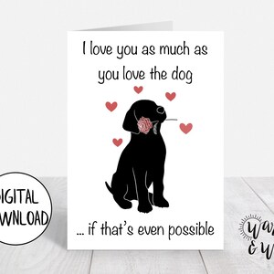Druckbare Valentinstagskarte Hund, lustige Valentinstagskarte für Frau, für Mann, digitaler Download, 5x7 Grußkarte, druckbarer Umschlag