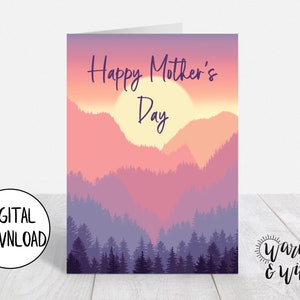 Biglietto per la festa della mamma stampabile, biglietto per la festa della mamma digitale, dal marito, per la nonna, dai bambini, per la matrigna, biglietto 5x7, busta stampabile