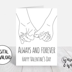 Biglietto di San Valentino stampabile Romantico, Biglietto di San Valentino digitale per marito, moglie, San Valentino minimalista, Biglietto 5x7, Busta stampabile