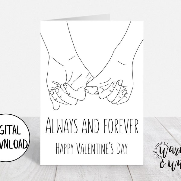 Printable Valentines Day Card Romantic, Digital Valentine Card for Husband, for Wife, Minimalist Valentine, 5x7 Card, Printable Envelope