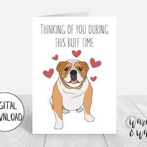 Biglietto stampabile pensando a te, Biglietto cane pensando a te Digitale, Biglietto di simpatia stampabile, Biglietto ospedaliero, Biglietto 5x7, Busta stampabile