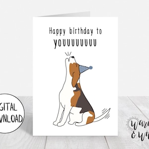 Carte d'anniversaire imprimable de chien, carte d'anniversaire imprimable drôle, carte d'anniversaire numérique de chien, carte de voeux 5x7, enveloppe imprimable