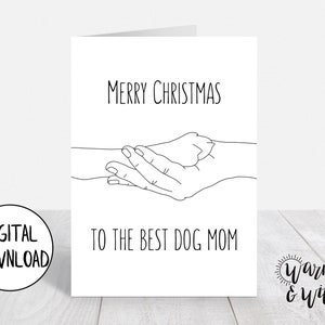 Druckbare Weihnachtskarte von Hund, Hund Mama Weihnachtskarte, Hund Weihnachtskarte Digital, minimalistische Weihnachten, 5x7 Karte, druckbarer Umschlag