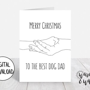 Druckbare Weihnachtskarte von Hund, Hund Dad Weihnachtskarte, Hund Weihnachtskarte Digital, minimalistische Weihnachten, 5x7 Karte, druckbarer Umschlag