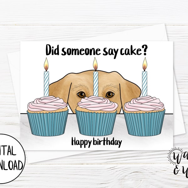 Printable Birthday Card from Dog, Dog Birthday Card, Funny Dog Birthday Card, Digital Birthday Card, 5x7 Greeting Card, Printable Envelope