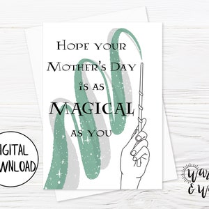Biglietto stampabile per la festa della mamma per figlia, moglie, amica, biglietto mago magico, biglietto digitale per mamma, biglietto 5x7, busta stampabile