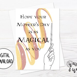Tarjeta imprimible del Día de la Madre para hija, para esposa, para amiga, tarjeta de mago mágico, tarjeta digital para mamá, tarjeta 5x7, sobre imprimible