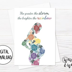 Druckbare Regenbogen-Baby-Karte, druckbare Baby-Dusche-Karte, digitale neue Baby-Karte, Schwangerschafts-Karte, 5x7-Grußkarte, druckbarer Umschlag