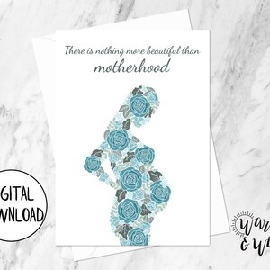 Druckbare Baby Shower Karte Junge, Mama to be Karte, Schwangerschaft Karte, Floral Baby Shower Karte Digital, Baby Boy Karte, 5x7 Grußkarte, Umschlag