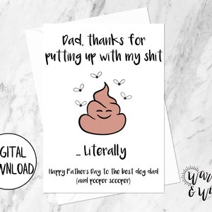 Druckbare Vatertagskarte von Hund, Hund Papa Karte, digitale Karte für Papa von Hund, lustige Karte für Papa, 15x7 Grußkarte, bedruckbarer Umschlag