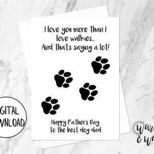 Druckbare Vatertagskarte von Hund, Hund Papa Karte, digitale Karte für Papa von Hund, lustige Karte für Papa, 15x7 Grußkarte, bedruckbarer Umschlag
