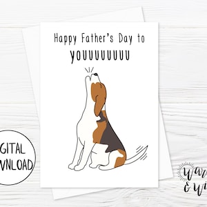 Afdrukbare vaderdagkaart grappig, hond vaderdagkaart van kinderen, van hond, van dochter, hond papa kaart digitaal, 5x7 kaart, envelop