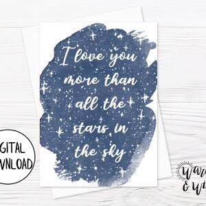 Biglietto di San Valentino stampabile romantico, per moglie, per marito, biglietto di San Valentino digitale acquerello, biglietto di auguri 5x7, busta stampabile