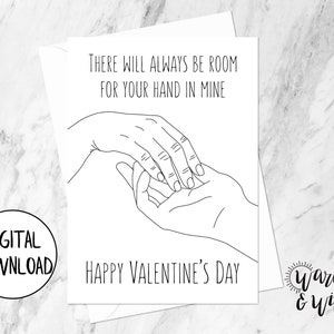 Biglietto di San Valentino stampabile Romantico, Biglietto di San Valentino digitale per marito, moglie, San Valentino minimalista, Biglietto 5x7, Busta stampabile