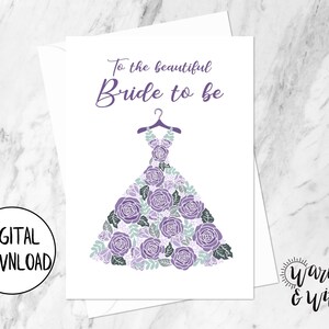 Biglietto per addio al nubilato stampabile, Biglietto per la futura sposa, Biglietto per abito da sposa, Biglietto per matrimonio, Biglietto per addio al nubilato, Biglietto 5x7, Busta stampabile