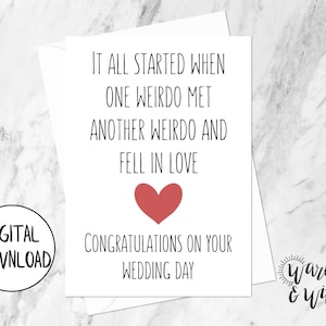 Cartão de casamento para impressão engraçado, download digital de cartão de casamento, cartão de recém-casado, cartão de casamento, cartão de felicitações 5x7, envelope para impressão