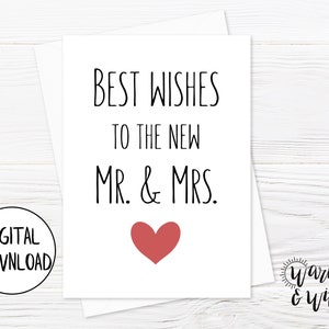 Druckbare Hochzeitskarte, Hochzeitskarte digitaler Download, Brautpaarkarte, Hochzeitskarte, Beste Wünsche Hochzeitskarte, 5x7 Karte, druckbarer Umschlag