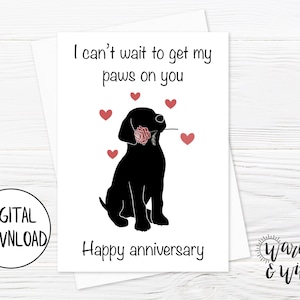 Biglietto anniversario stampabile divertente, biglietto anniversario cane, per marito, moglie, fidanzata, fidanzato, biglietto 5x7, busta stampabile