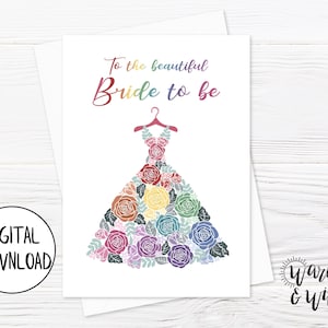 Cartão de chá de panela para impressão, cartão de chá de panela para lésbicas, cartão de noiva para ser, cartão de casamento LGTBQ, cartão de vestido de casamento, cartão 5x7, envelope