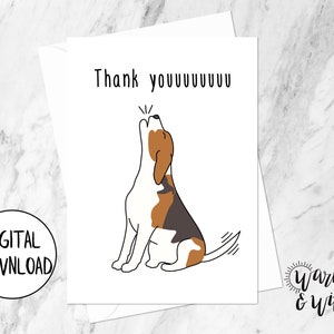Tarjeta de agradecimiento imprimible divertida, tarjetas de agradecimiento para perros, tarjetas de agradecimiento digitales, tarjetas de agradecimiento de juego de palabras, tarjeta de felicitación 5x7, sobre imprimible