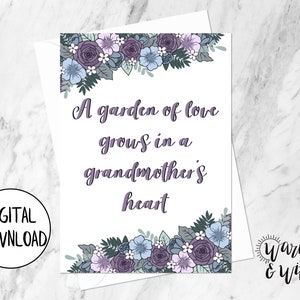 Cartão de Dia das Mães para impressão para vovó, cartão floral de dia das mães digital, cartão de vovó, cartão de aniversário, cartão de felicitações 5x7, envelope para impressão