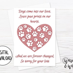 Hund Verlust Karte, Hund Beileidskarte, druckbare Haustier Verlust Karte, Haustier Erinnerungskarte, Haustier Karte Verlust Download, 5 x 7 Grußkarte, druckbarer Umschlag