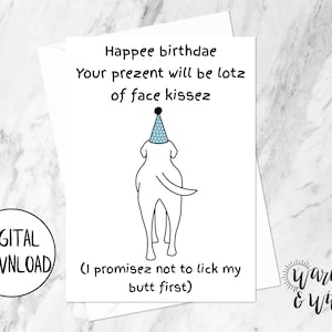 Druckbare Geburtstagskarte von Hund, Hunde Geburtstagskarte, lustige Hunde Geburtstagskarte, digitale Geburtstagskarte, 5x7 Grußkarte, druckbarer Umschlag