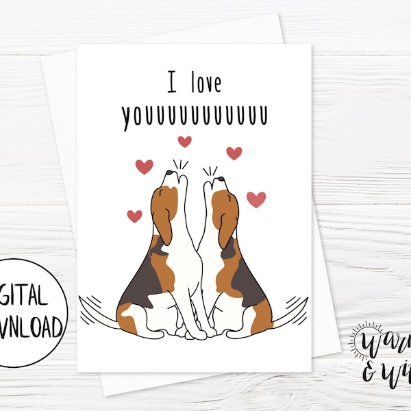 Printable Valentines Day Card Dog, Funny Valentine Card for Husband, for Wife, Digital Download, 5x7 Greeting Card, Printable Envelope