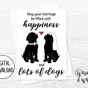 Cartão de casamento para impressão engraçado, cartão de casamento para cachorro, download digital de cartão de casamento, cartão de recém-casado, cartão de casamento, cartão 5x7, envelope para impressão