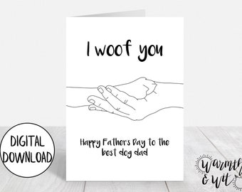 Printable Father's Day Card from Dog, Dog Dad Card, Digital Card for Dad from Dog, Dog Father's Day Card, 5x7 Card, Printable Envelope