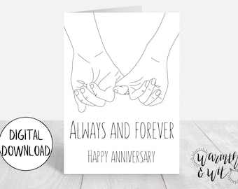 Printable Anniversary Card for Wife, for Husband, for Girlfriend, for Boyfriend, Romantic Anniversary Card, 5x7 Card, Printable Envelope