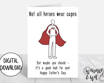 Printable Father's Day Card, for Husband, Funny Fathers Day Card from Kids, Digital Father's Day Card, 5x7 Greeting Card, Printable Envelope