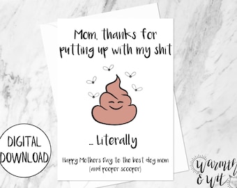 Printable Dog Mom Mother's Day Card, Mothers Day Card from Dog, Funny Dog Mom Card, Digital Card for Mom, 5x7 Card, Printable Envelope